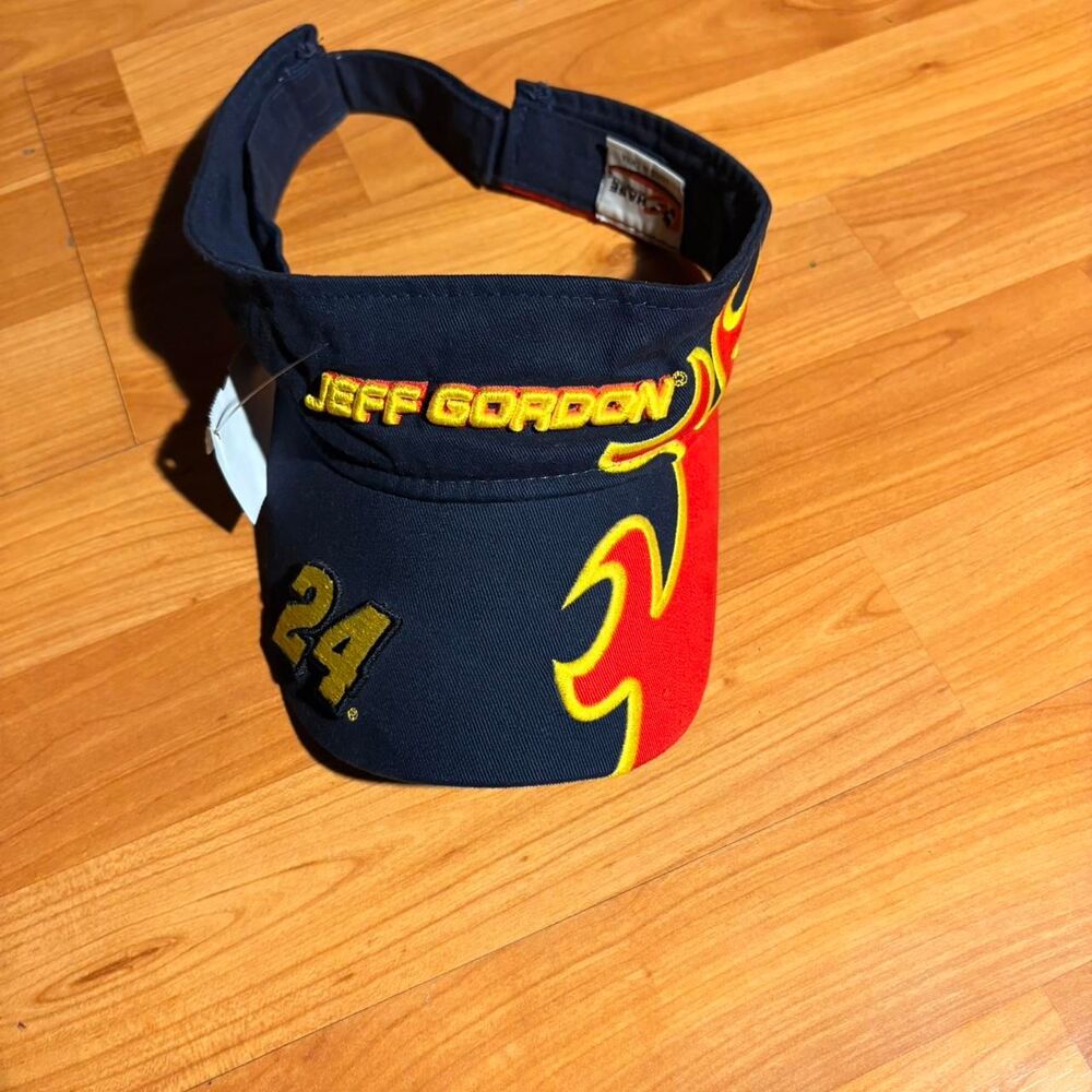 Vintage Jeff Gordon Navy Visor NASCAR Racing Adjustable Hat Cap